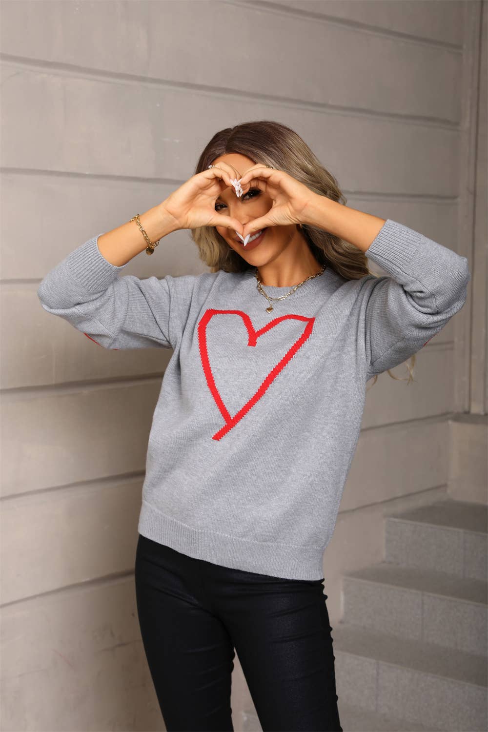 Hope & Sunshine - Wholesale Knit Sweater - Women's - Valentine's Heart Pullover Sweater50