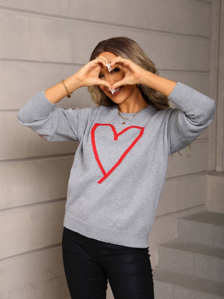 Hope & Sunshine - Wholesale Knit Sweater - Women's - Valentine's Heart Pullover Sweater50