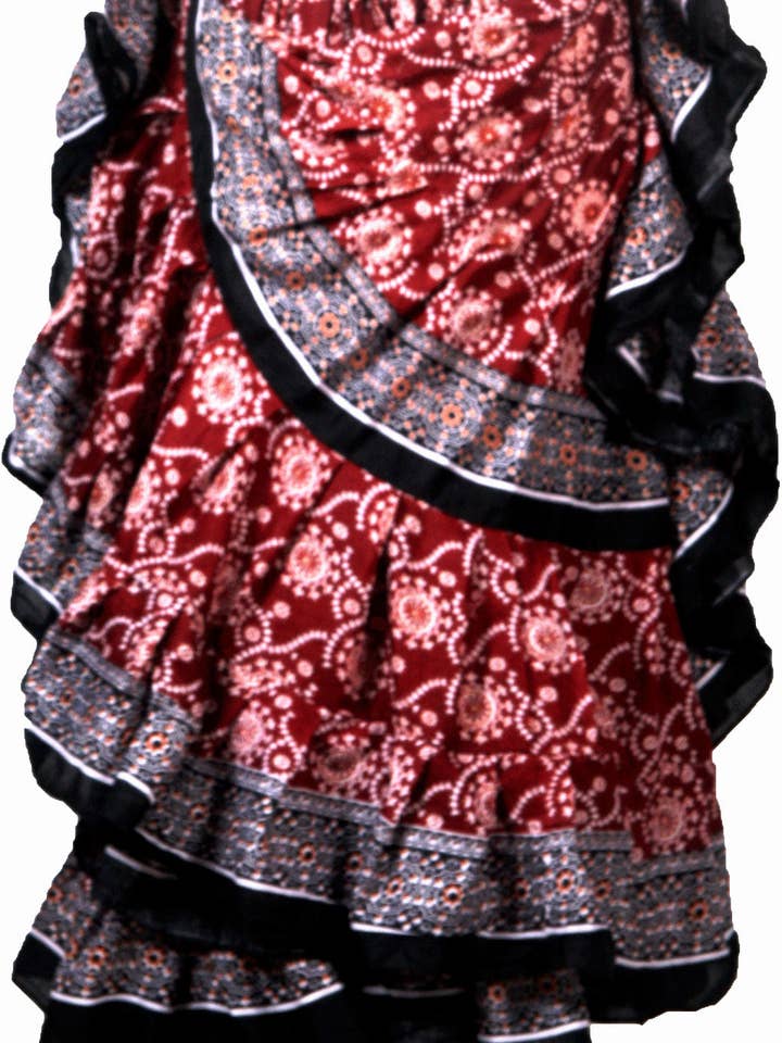 Blok Print Rok Bordeaux/zwart voor wholesale door Senoritas Tribal Designs