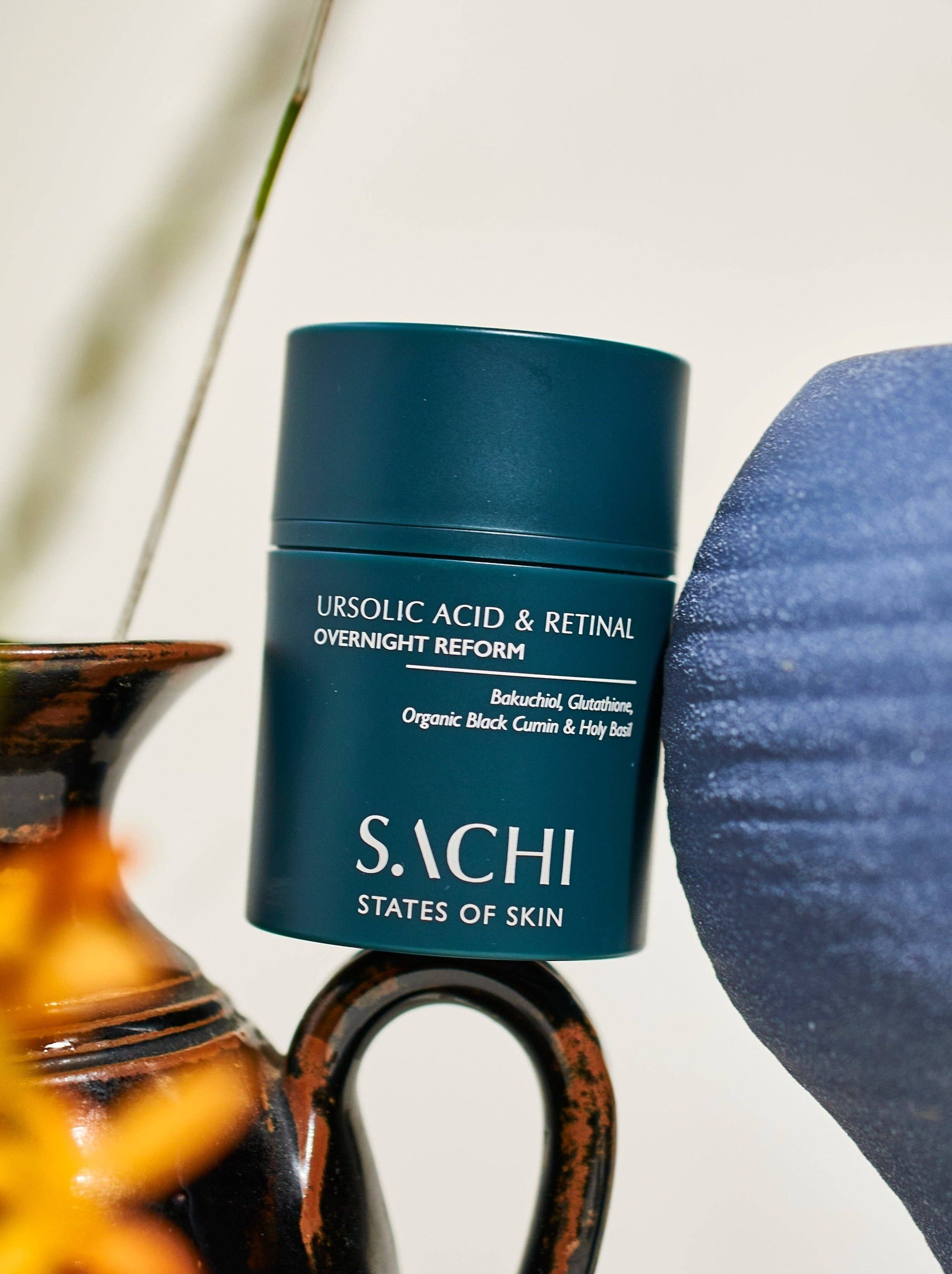Sachi Skin – wholesale Facial moisturiser – Ursolic Acid & Retinal Overnight Reform - 30ml11