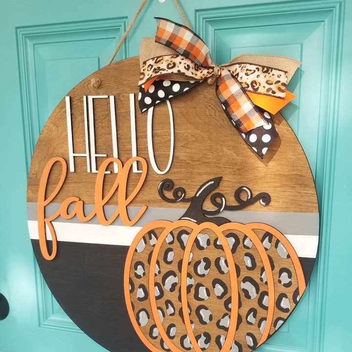 Teal Moon Creations - Wholesale DIY Craft Kit - DIY Hello Fall Leopard Door Hanger2