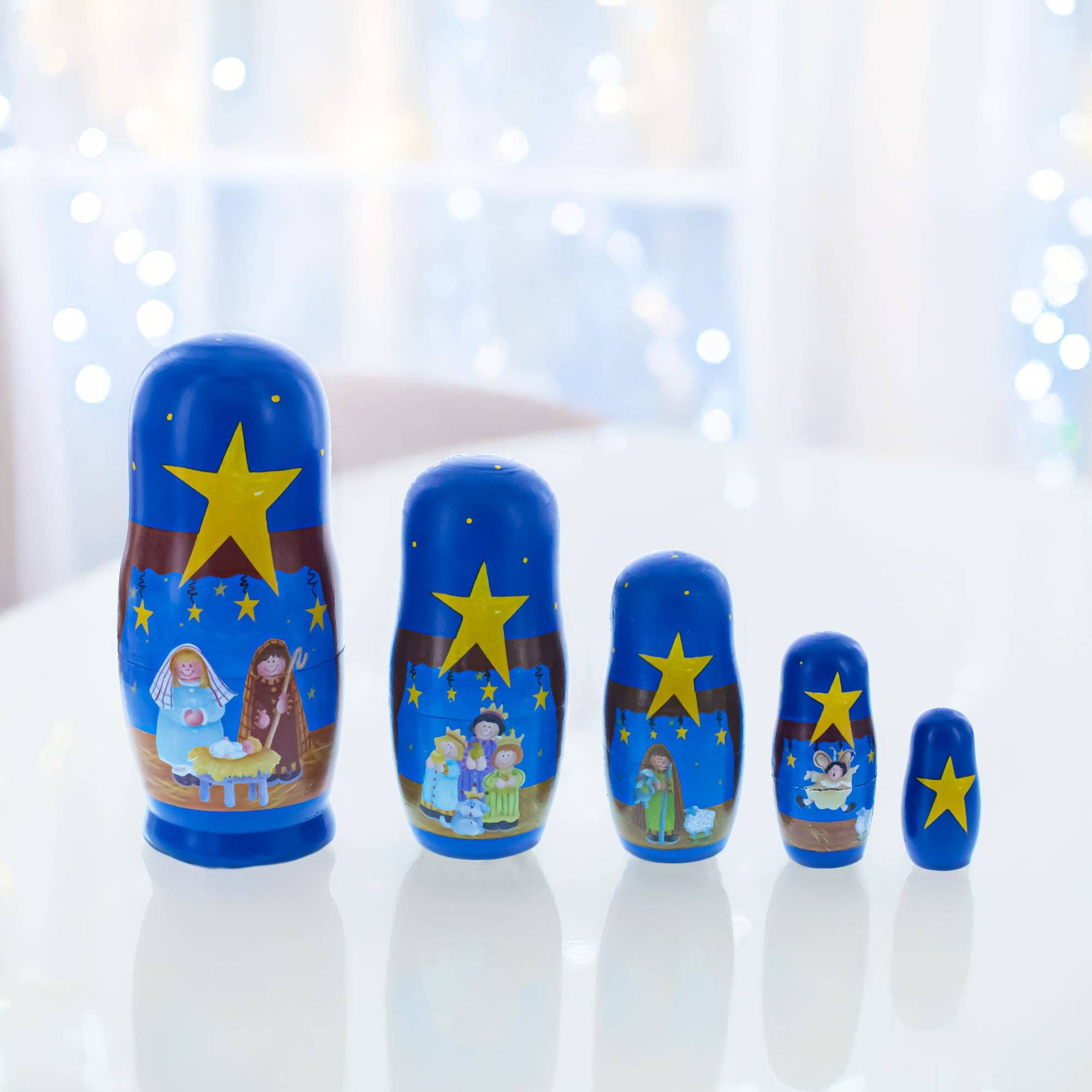 BestPysanky - Wholesale Decorative Figurine - Set of 5 Nativity Scene Set Wooden Nesting Dolls 5.75 Inches1