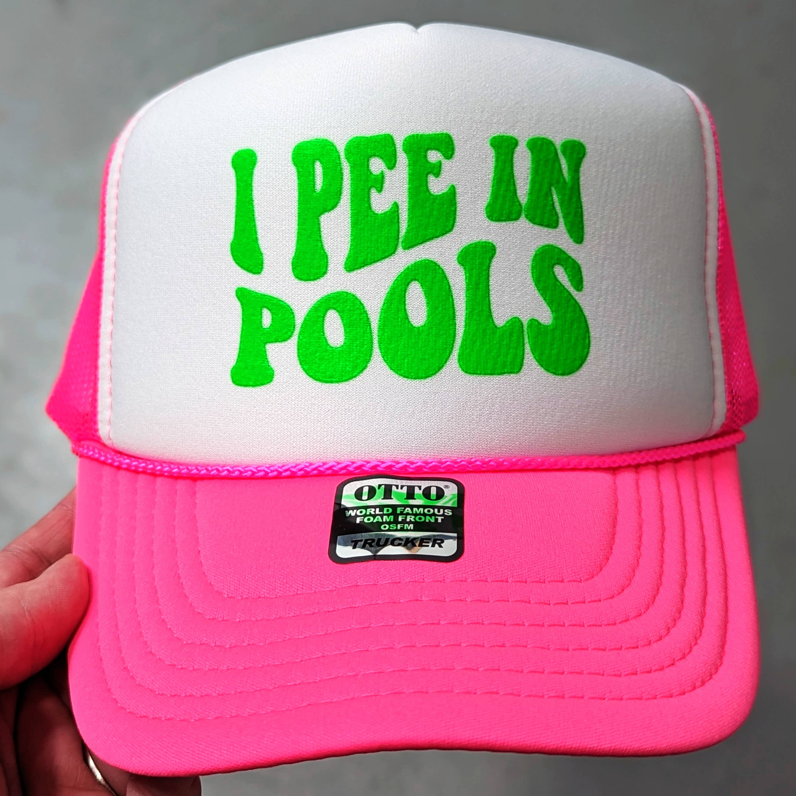 Trendy Tee Co. - Wholesale Trucker Hat - Women's - I Pee In Pools Neon Foam Trucker Hat6