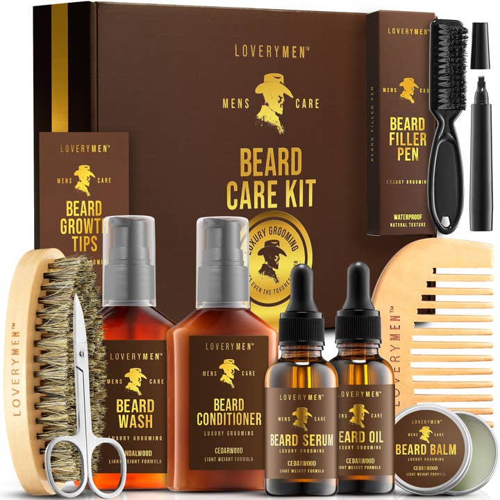Lovery - Vente Soins pour barbe - LOVERYMEN Coffret Cadeau Élégant de Soin de Barbe Ultime 9 Pièces