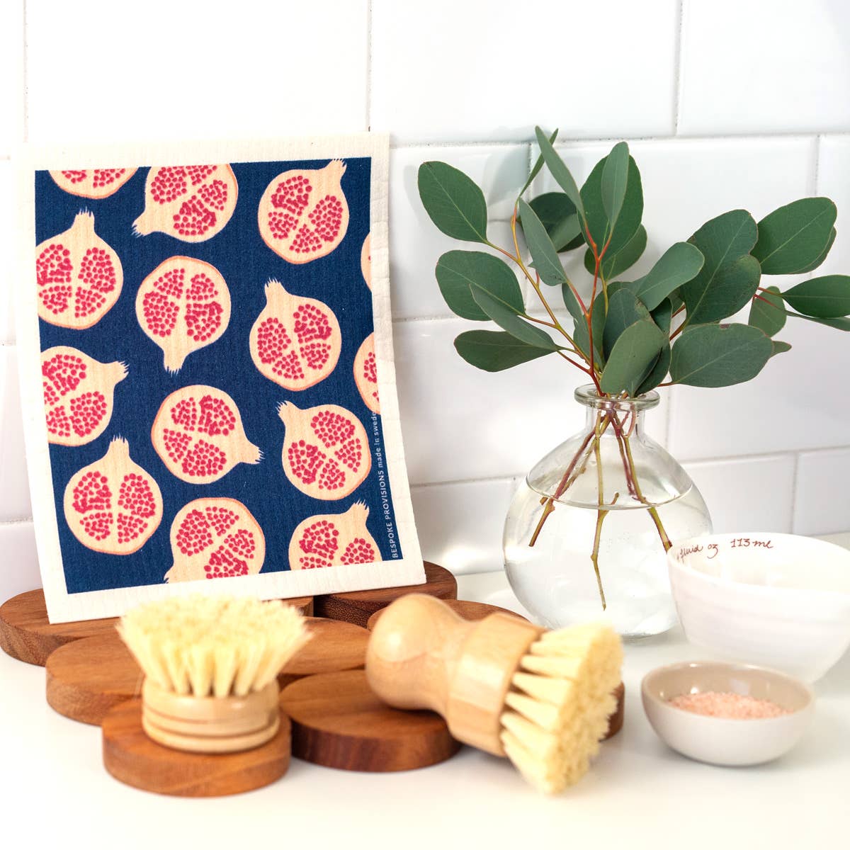 Bespoke Provisions - Vente Torchon - Chiffon réutilisable pour vaisselle à motif grenades - Chiffon éponge suédois4