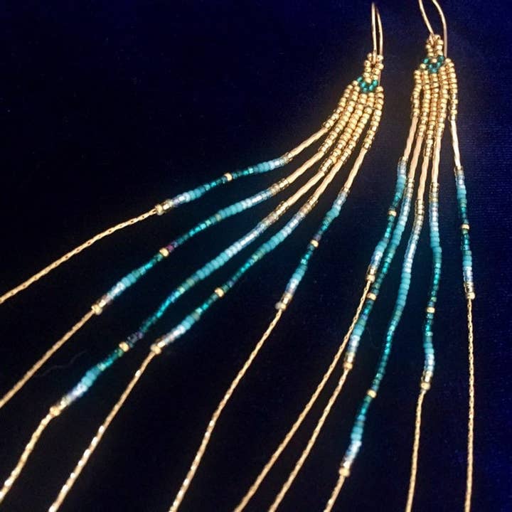 MauiSwan Golden Turquoise 14K Gold Filled Seed Bead Earrings for wholesale by Maui Swan Designs