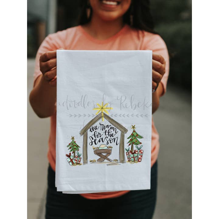 The Reason For The Season (Manger) Tea Towel for wholesale by Doodles By Rebekah