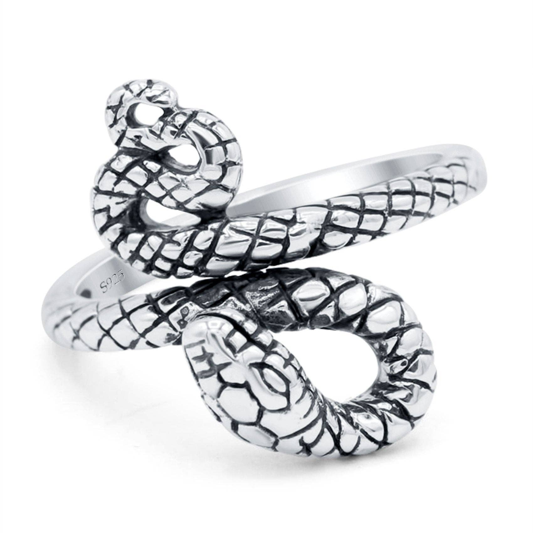 Sterling Silver Snake Oxidized Band Thumb Ring (17mm) for wholesale on Faire0
