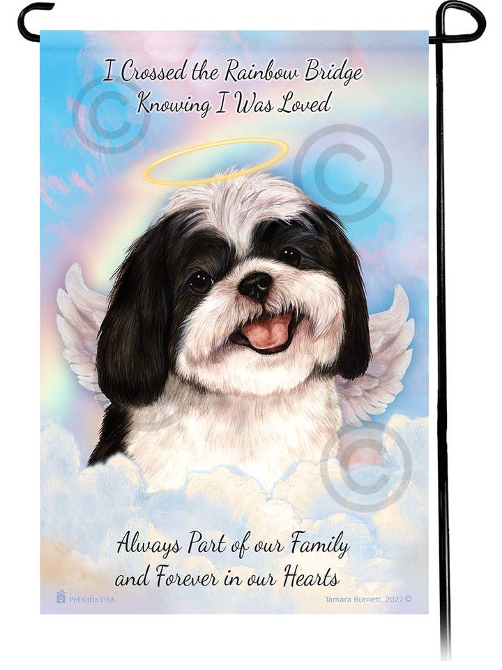Shih Tzu Black & White Memorial Flag for wholesale by Pet Gifts USA, LLC