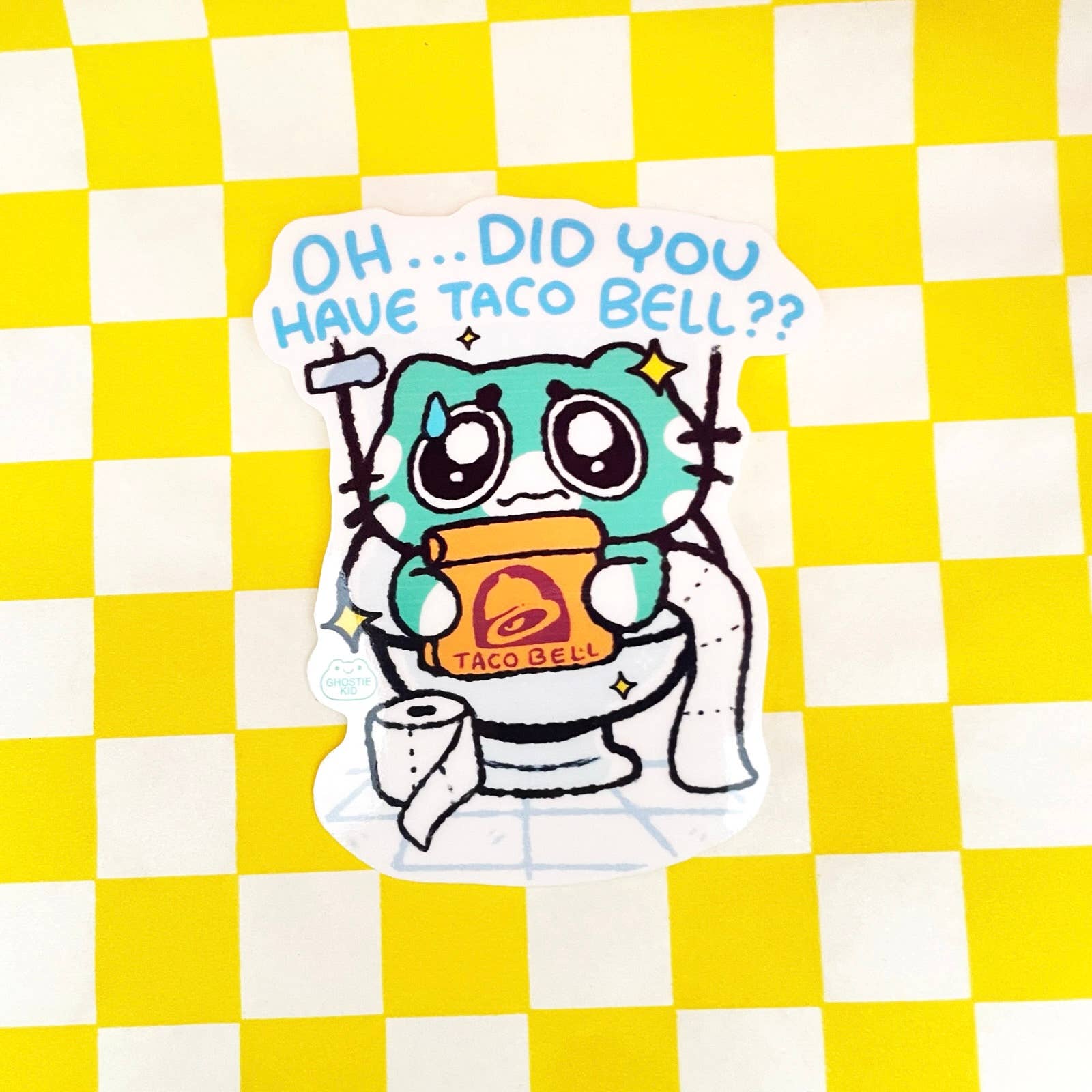 Ghostiekid - Wholesale Sticker - Did You Have Taco Bell? Toilet Cat | Vinyl Sticker 0
