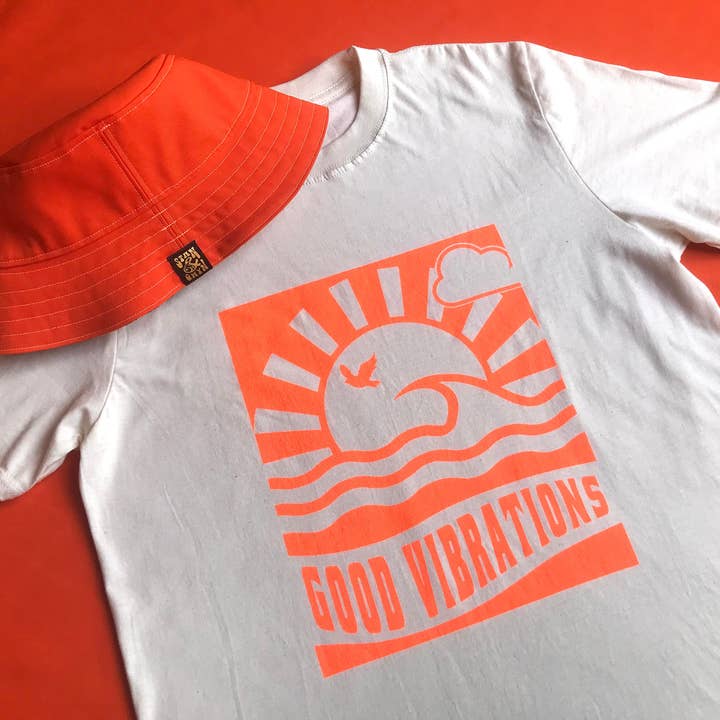 Band Tees Vintage, Good Vibrations Print for wholesale by Stan and Gwyn