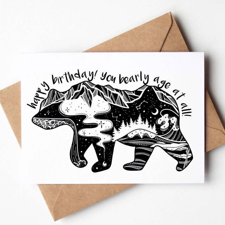 Happy Birthday,You Bearly Age at All!; Greeting Card for wholesale by Mountain Mornings
