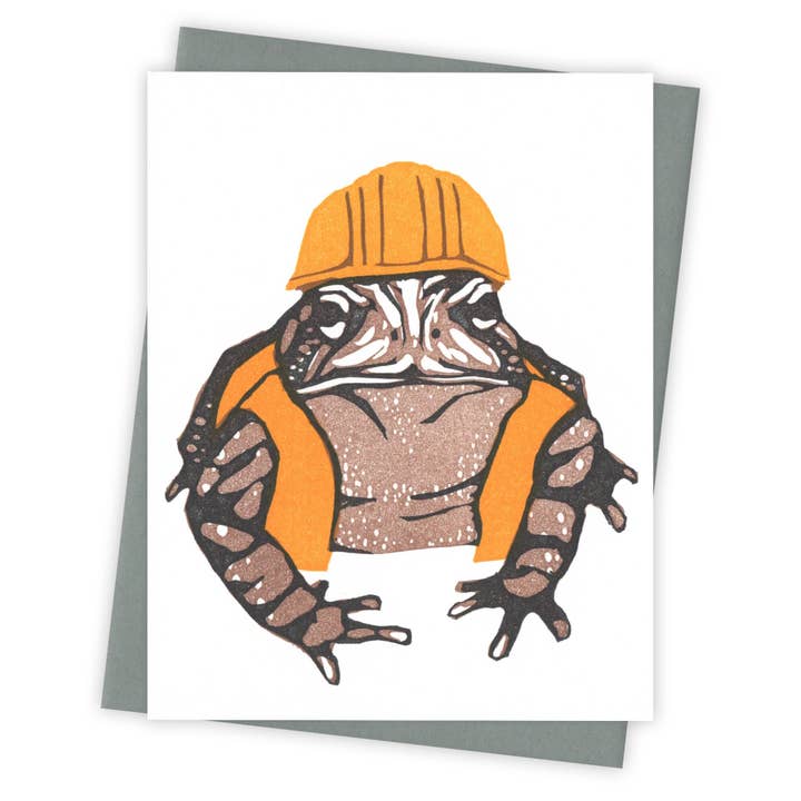 Toad Work Ahead Card for wholesale by Burdock & Bramble