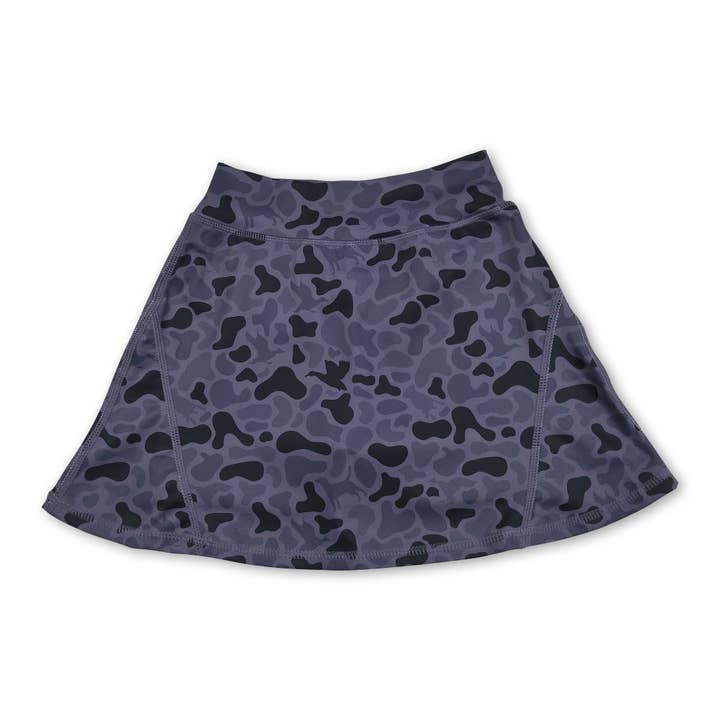 High waist dark duck dog camo kids girls activewear skirt for wholesale by Yawoo Garments