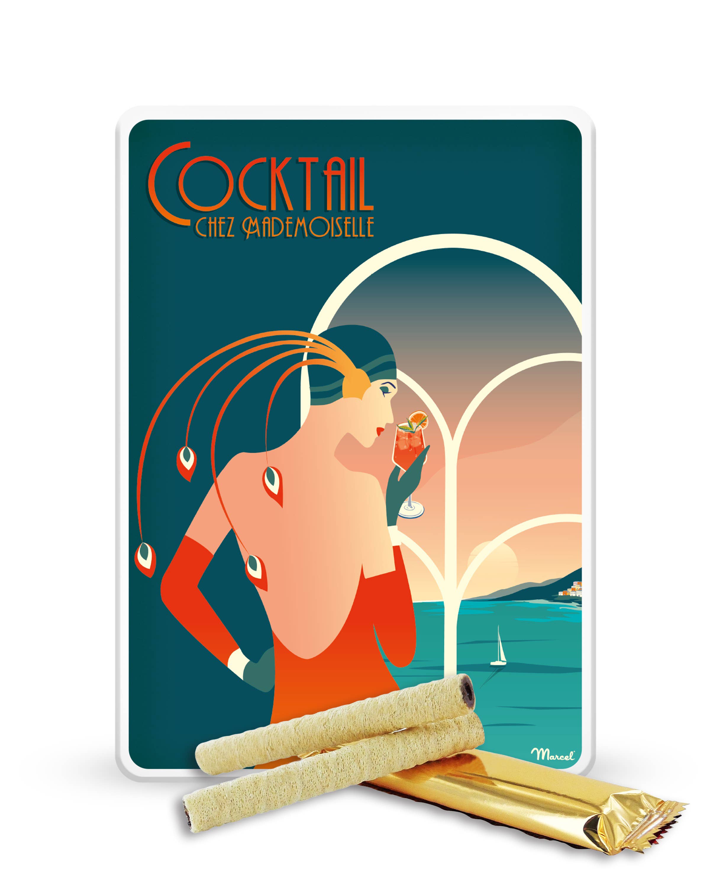 Sacré Marcel – wholesale Cocktailmix/-sockerlag – Metallåda "Cocktail Chez Demoiselle" | sex flöjtformade smördegskakor0