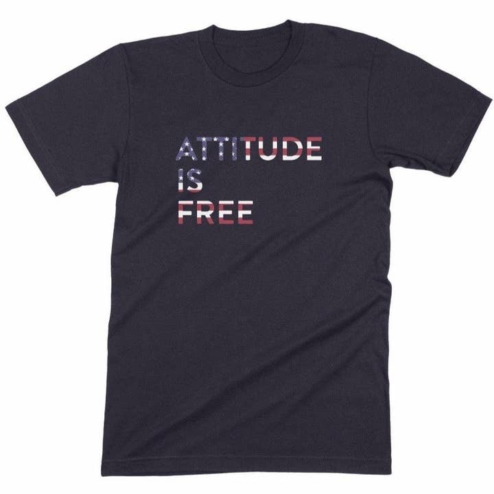 Camiseta masculina de três linhas dos EUA por atacado de Attitude is Free