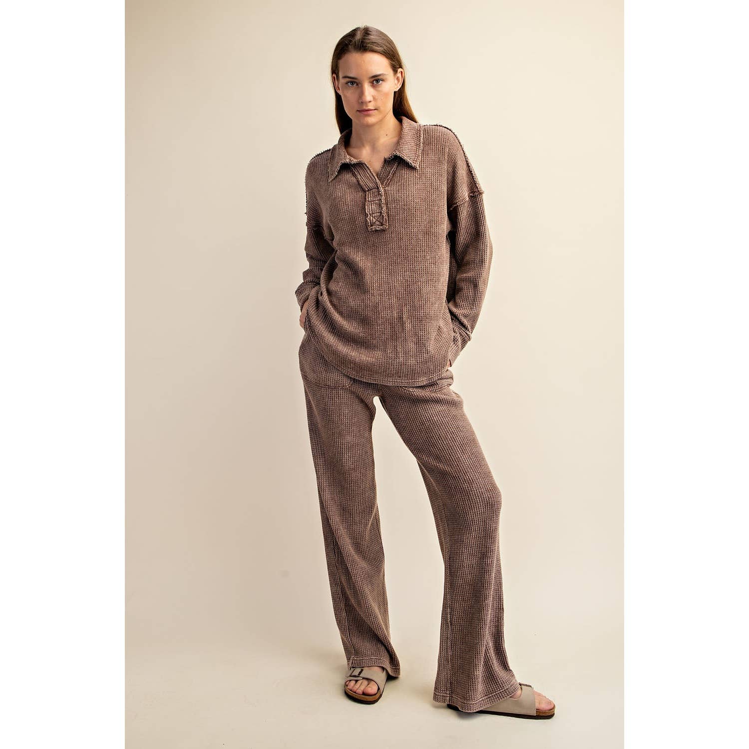 Rae Mode - Wholesale Athletic Pants - Women's - MINERAL WASHED WAFFLE STRAIGHT SWEATPANTS14