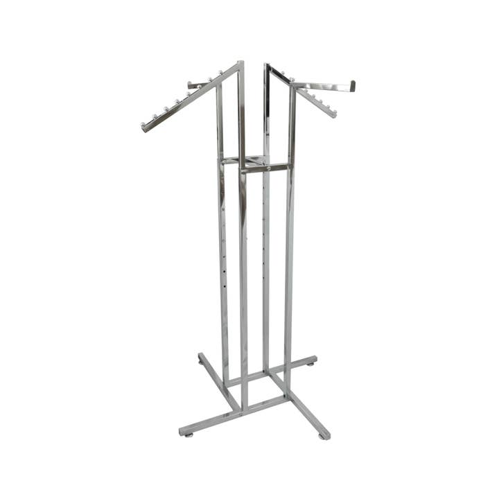 Suburban Sales - Wholesale Retailer Display - Apparel - 4-Way Garment Rack - Adjustable Height Retail Clothing Stand