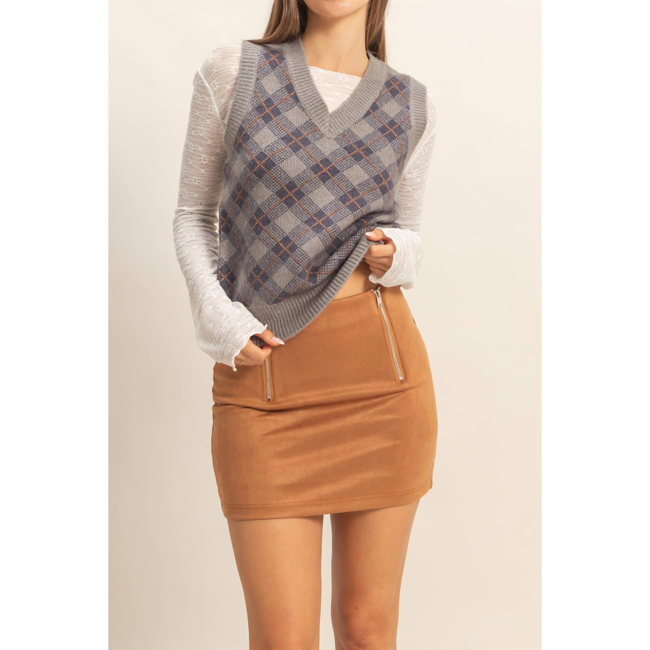 HYFVE - Vendita all'ingrosso Gonna - Donna - Minigonna in camoscio con dettaglio zip0