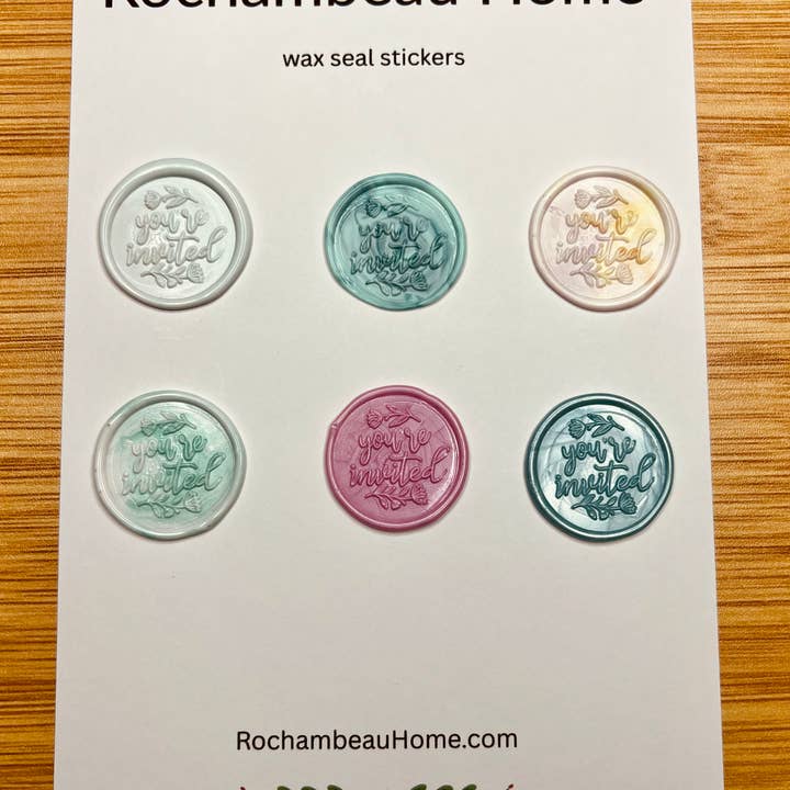 Rochambeau Home - Wholesale Sealing Wax - You're Invited Wax Seal Stickers – Elegant Script Design