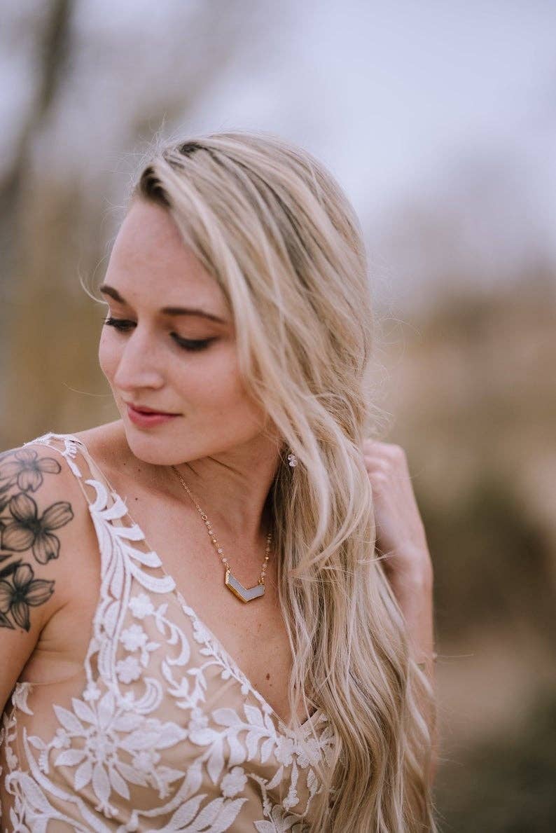 Salt and Sparkle - Wholesale Pendant/Charm Necklace - Dandelion Chevron V Necklace4