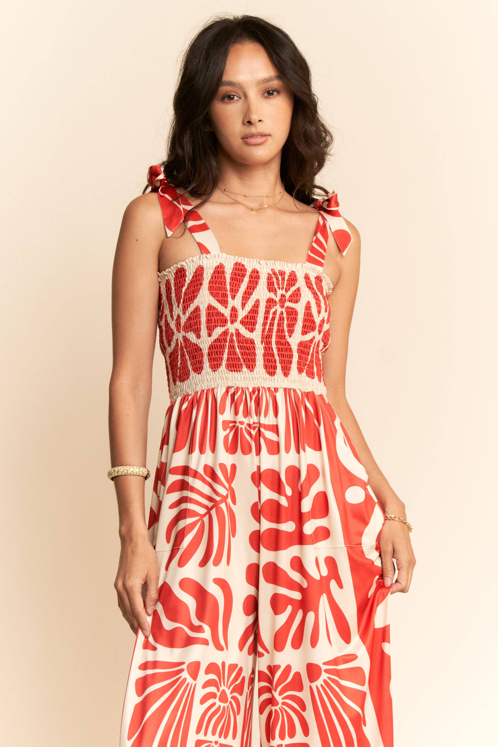 Davi & Dani – wholesale Jumpsuit – Women's – RETRO GEO FLORAL POSITION PRINTED KNIT JUMPSUIT11