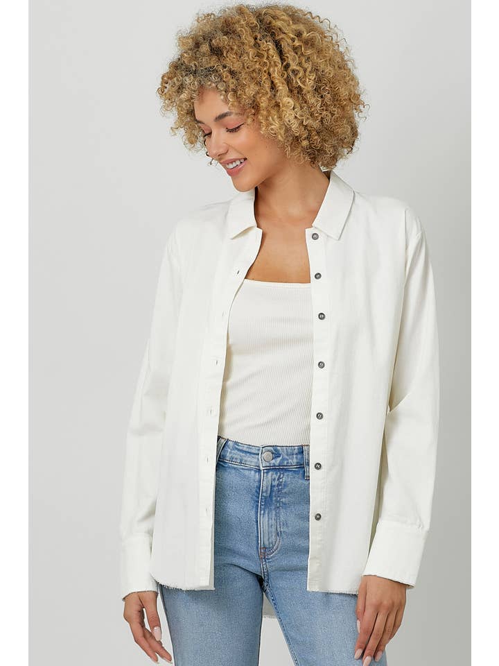 Mystree - Wholesale Button Down Shirt - Women's - 60857 Washed Corduroy Shirt