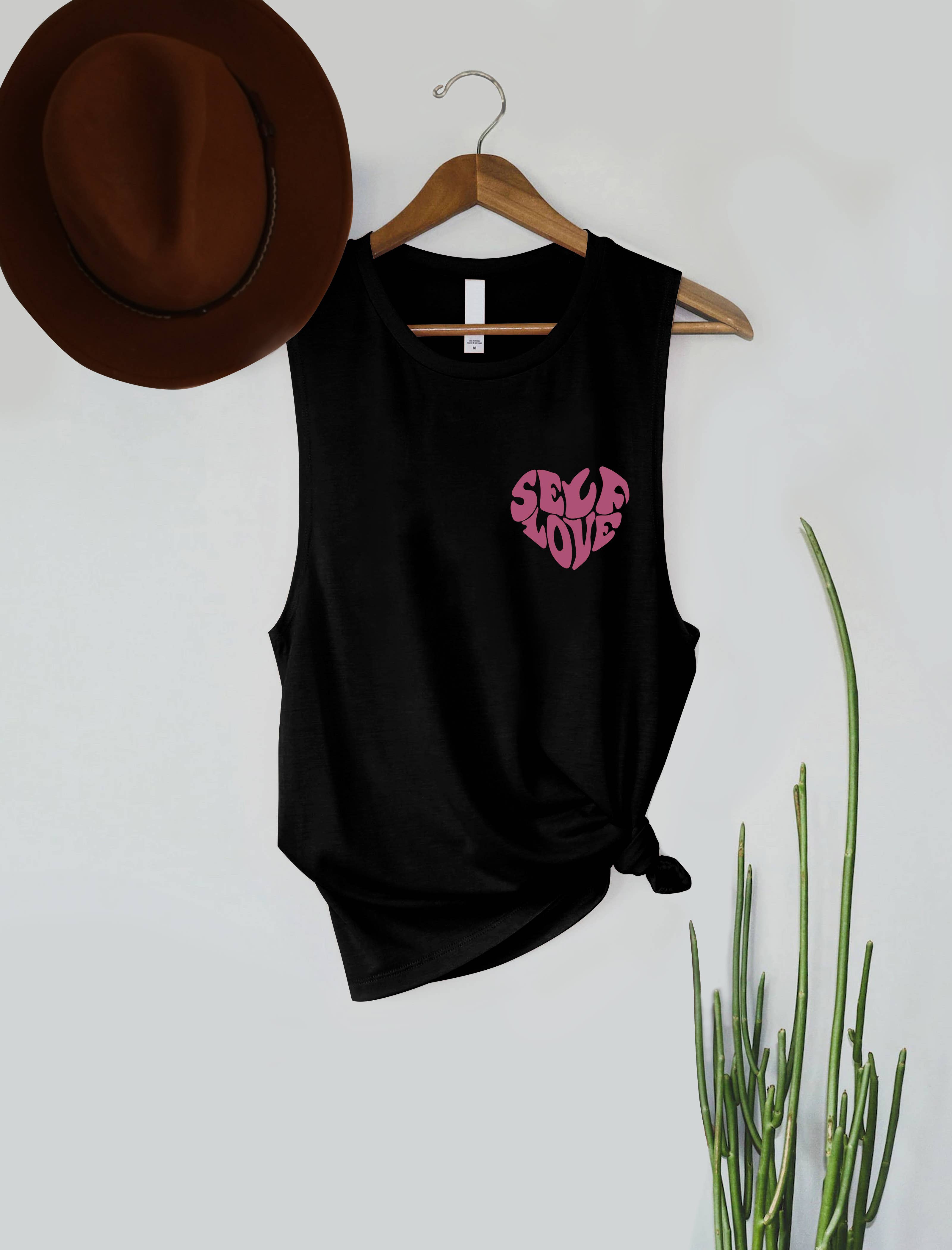 PINK NABI - Wholesale Tank Top - Women's - Self Love Heart Graphic Women's Comfortable Jersey Tank Top