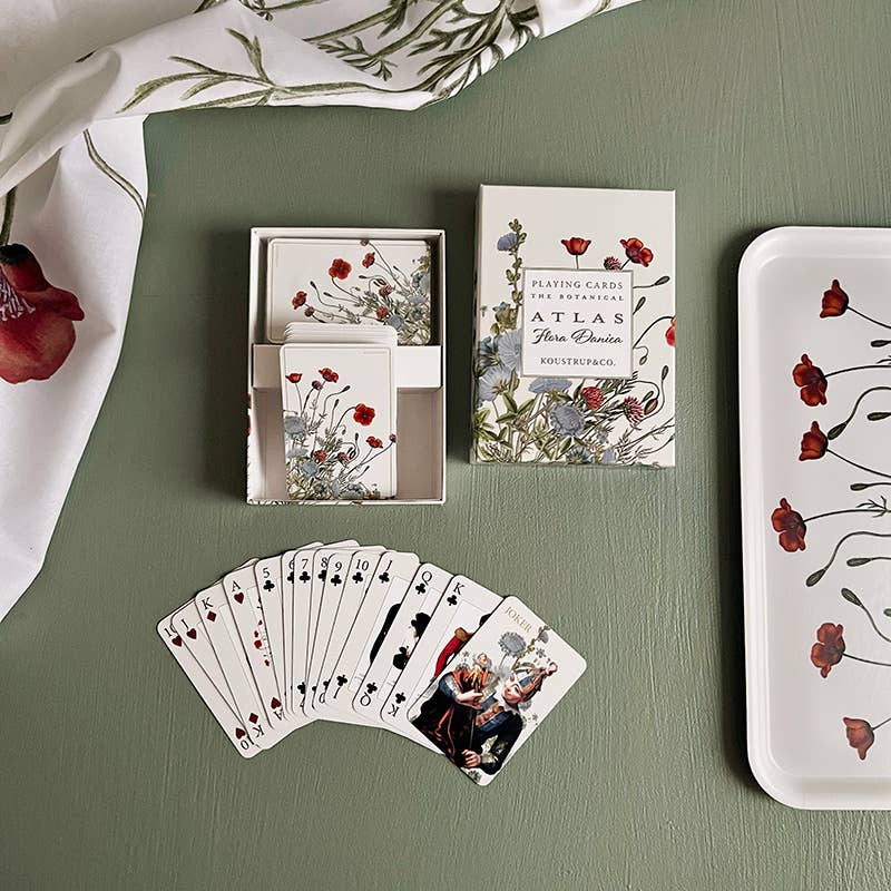 Koustrupco - Venta al por mayor Baraja de cartas - Cartas de Bridge/Juego – The Flora Danica Atlas – Pack de 22