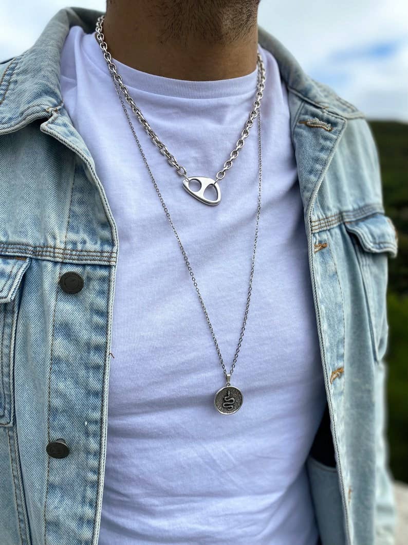 Christina Christi - Vente Bijou – homme - Bijoux pour hommes, collier chaîne argentée, colliers masculins2