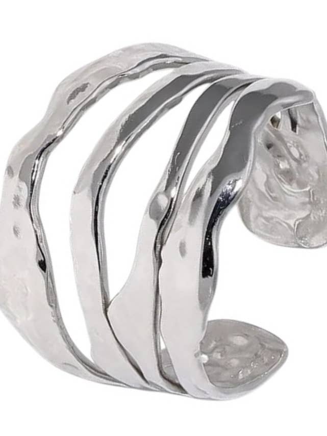 Anneau de flux d'onde argenté pour la vente par Positiva Jewelry