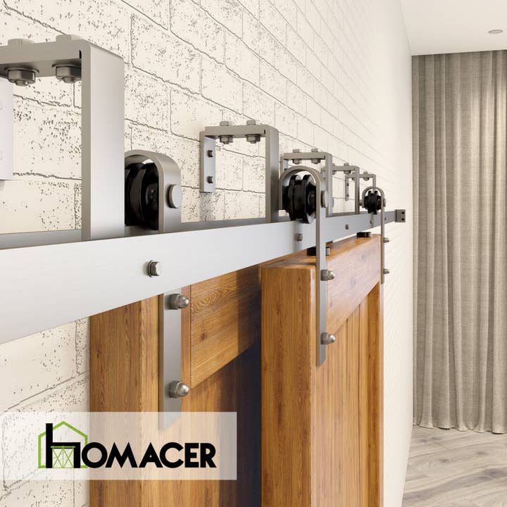 Homacer INC - Wholesale Knob/Pull - Double Track U-Shape Bypass Sliding Barn Door Hardware Kit - Classic Design Roller5