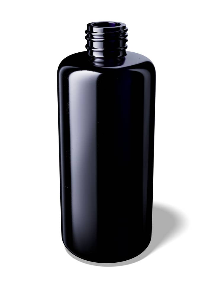 Flacon cosmétique 200 ml : verre violet biophotonique Miron pour la vente par bioriens cosmetics