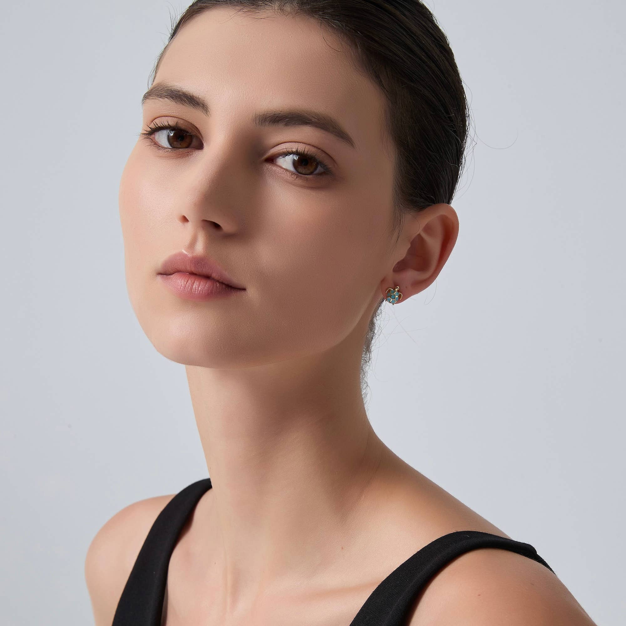 Perimade & Co. LLC - Wholesale Stud/Post Earrings - Blue Sea Turtle Beach Stud Earrings in 925 Sterling Silver3