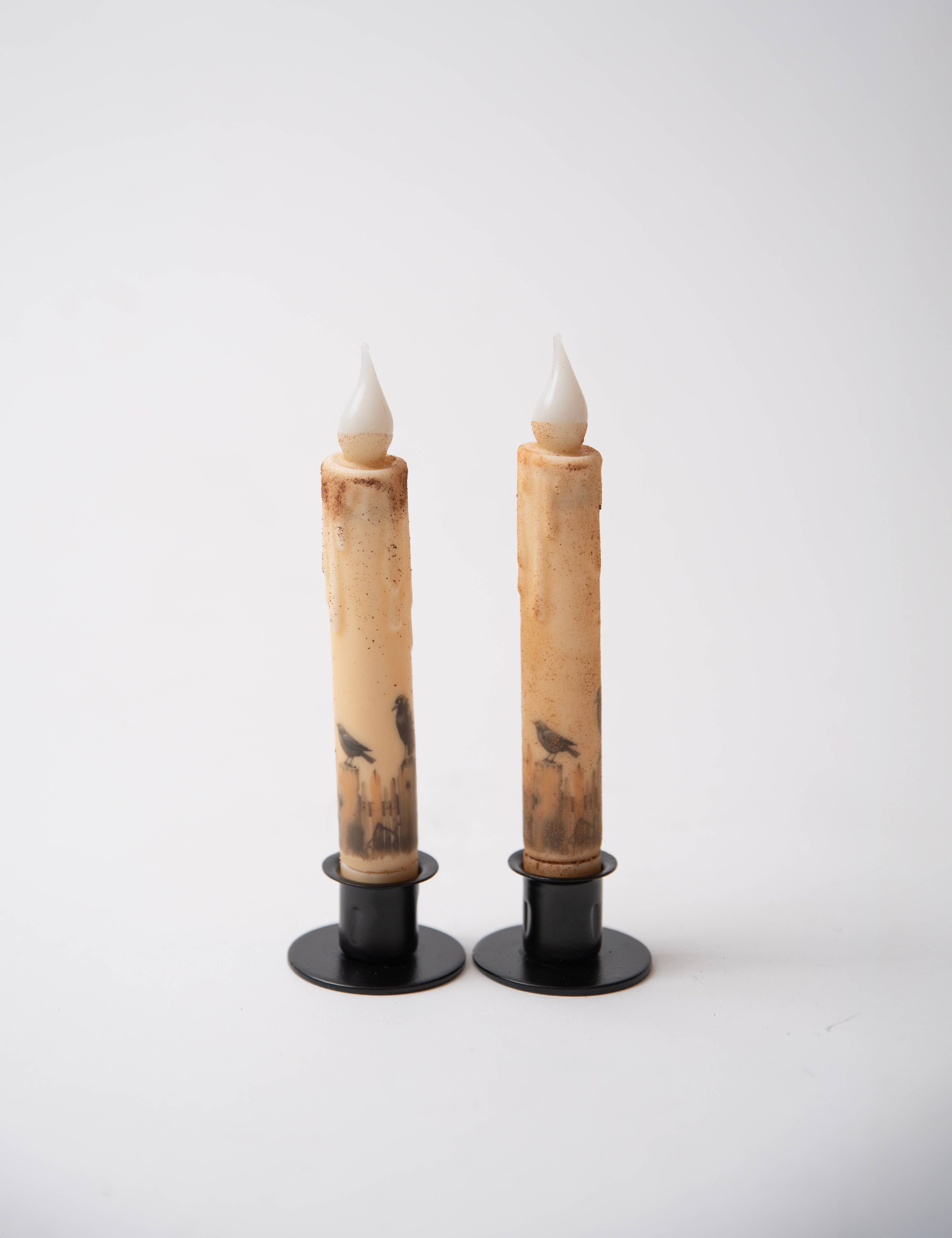 LMS Wholesale - Wholesale Flameless Candle - Crows on Fence Posts LED Timer Taper Candle1