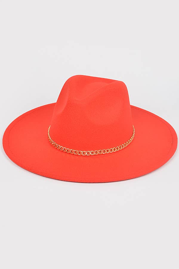 anbfashion - Wholesale Fedora - Women's - Faux Wool Wide Brim Fedora Hat W/Metal Chain6