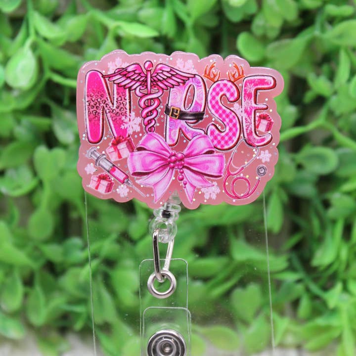 Nurse on Pink Badge/ID Holder Reel for wholesale by Hylidae Boutique