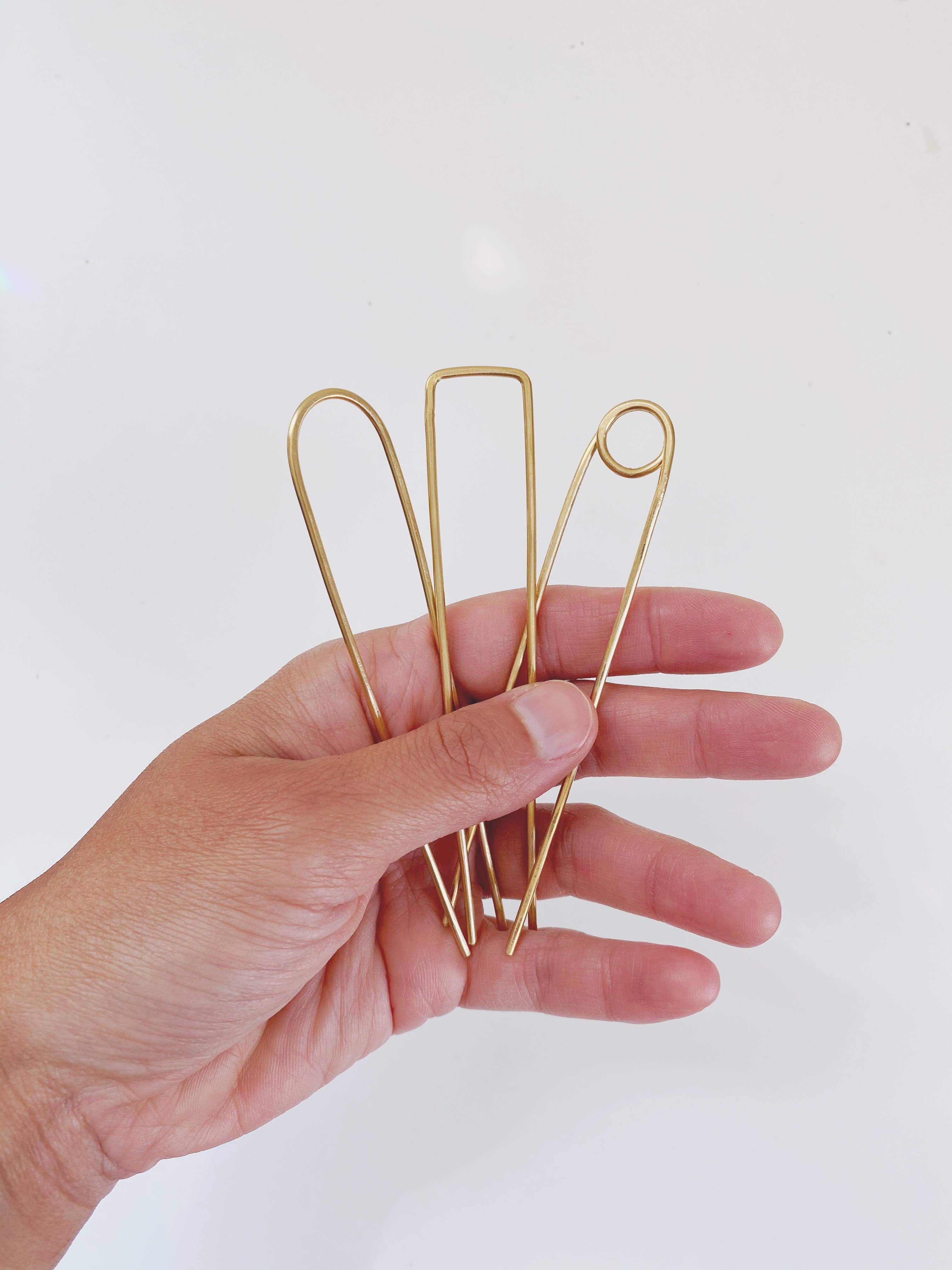 Rare Bird Co. + Pauline Stanley Studio - Wholesale Hair Pin - Square Brass Hair Pin2