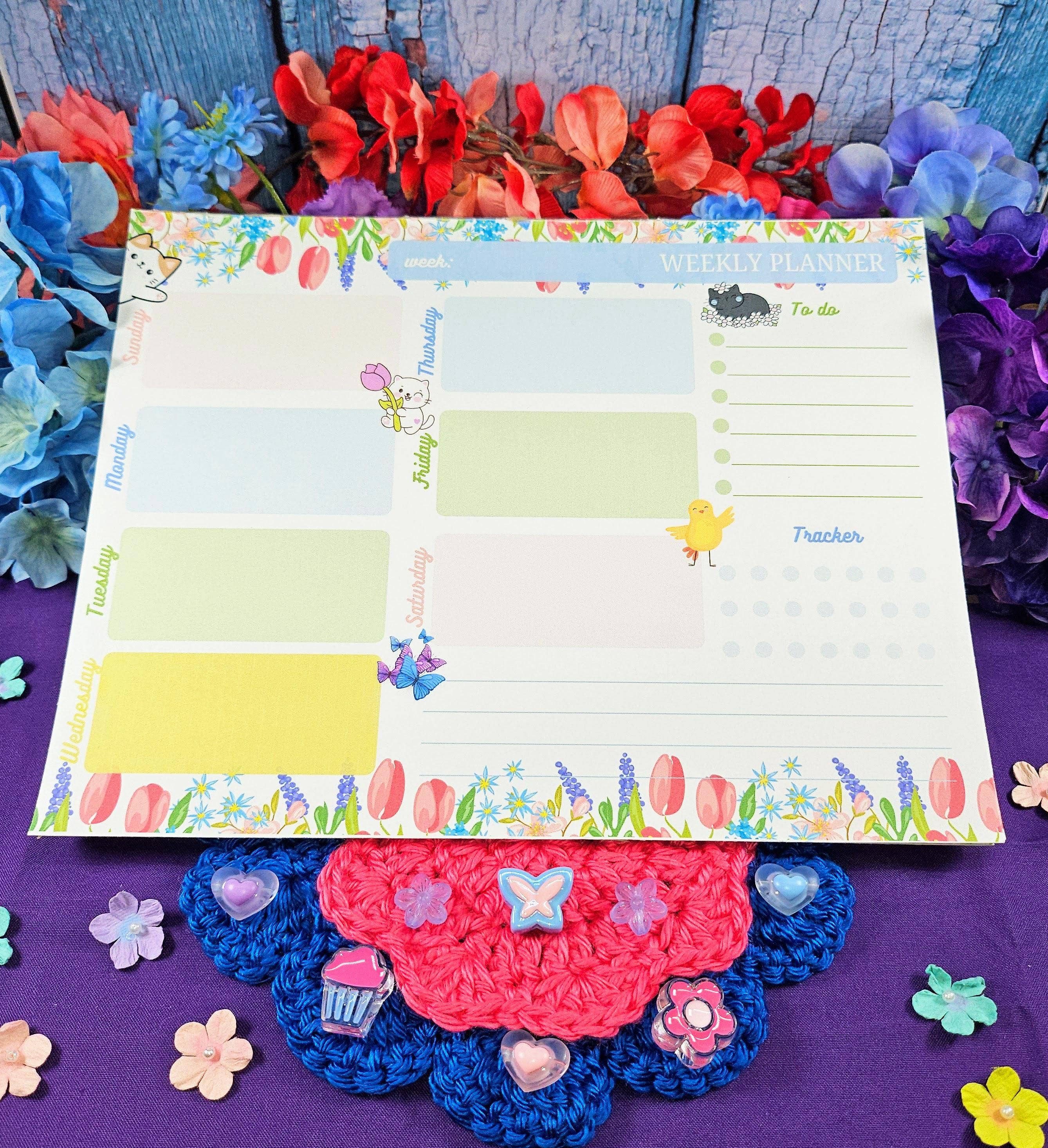 Autumnmist Boutique - Wholesale Notepad - Whiskers & Wildflowers Weekly Planner Notepad 8.5" x 11"0