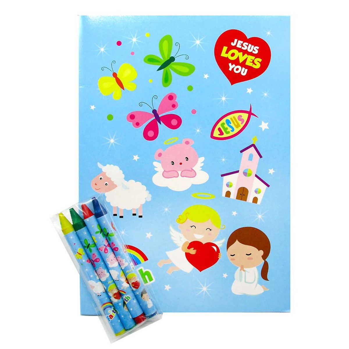 Tiny Mills - Vente Livre de coloriage et d'activités pour enfants et bébés - Lot de 12 livres de coloriage religieux avec crayons8