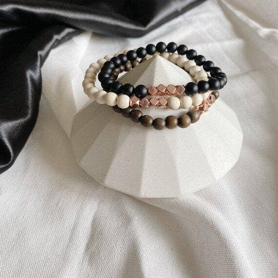 REMOVED BRAND – wholesale Pärlarmband – Minimalistisk Trä+Rose Gold pärlarmband - 6 MM3