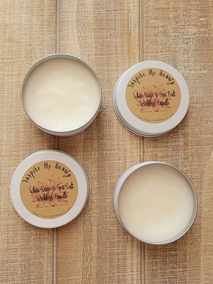 White Sage & Sea Salt Wickless Candle for wholesale by Inspire Me Beauty