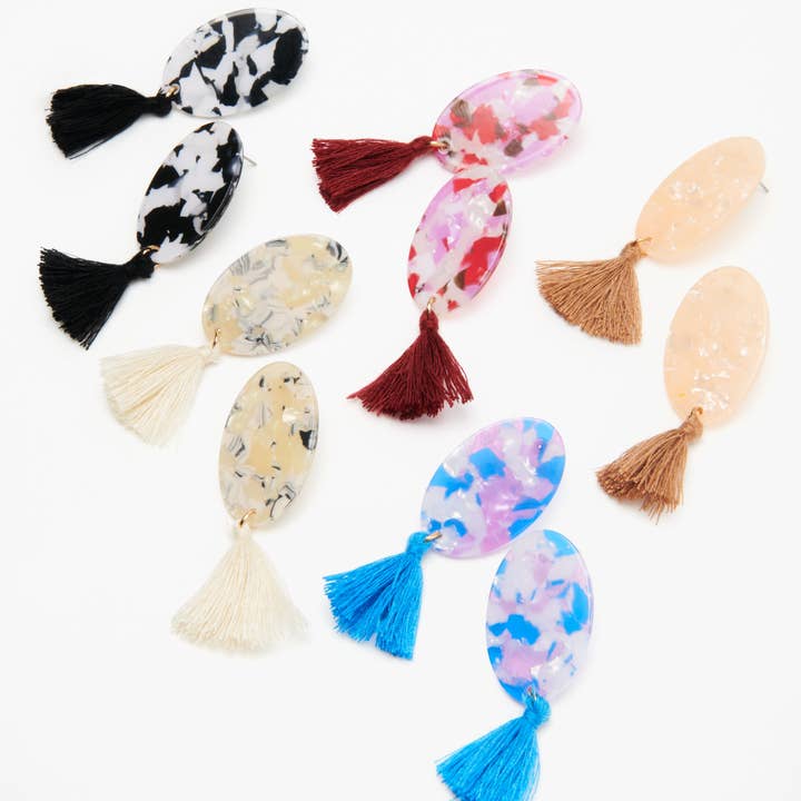 Fringe + Resin Earrings | Boho Earrings for wholesale by Liv Rocks