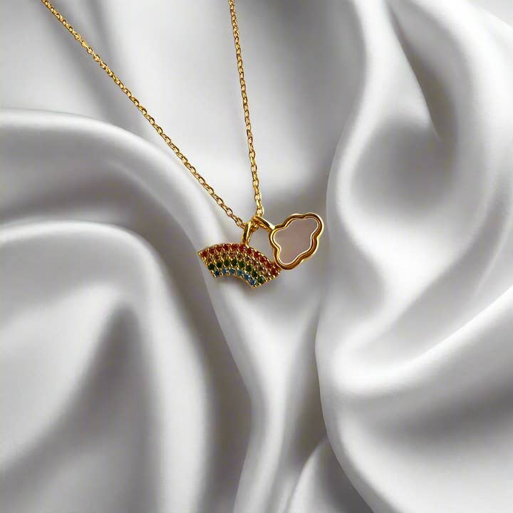 Regnbåge och Moln Halsband | Guld Vermeil för wholesale av Ke Bella Jewelry