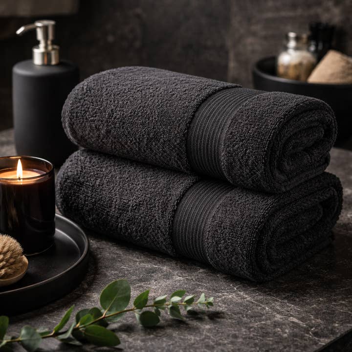Cozablu Home - Wholesale Towel Set - 7 Pack Towel Set 100% Cotton 700 GSM Luxurious Black2