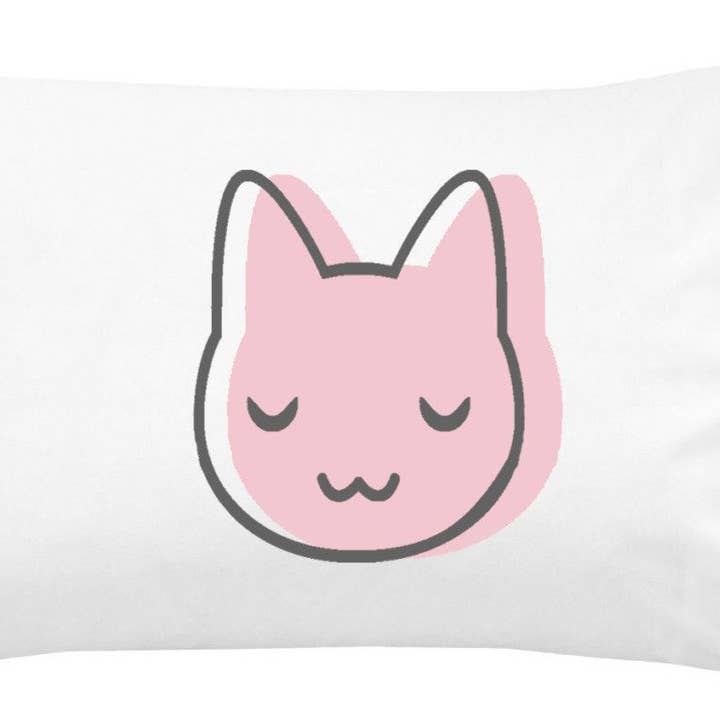 Taie d'oreiller visage de chat rose (plusieurs tailles) pour la vente par Oh, Susannah