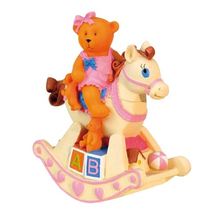 Musicbox world - Wholesale Music Box - Kids & Baby - Baby bear pink rocking horse0