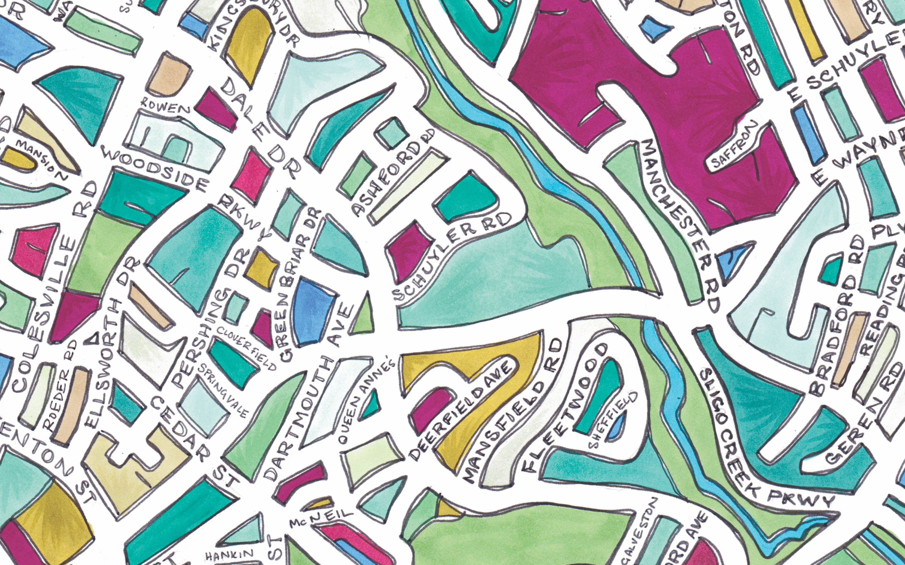 Terratorie Maps + Goods - Wholesale Art Print - Silver Spring Map Art Print1