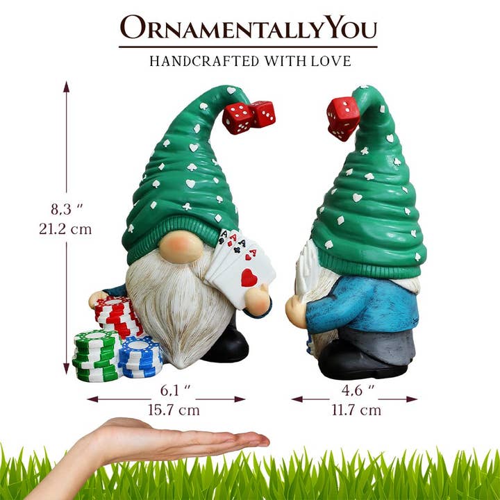 OrnamentallyYou – Estatueta decorativa por atacado – Estatueta de Gnomo do Casino Poker, Estátua Decoração de Mesa de 8"2