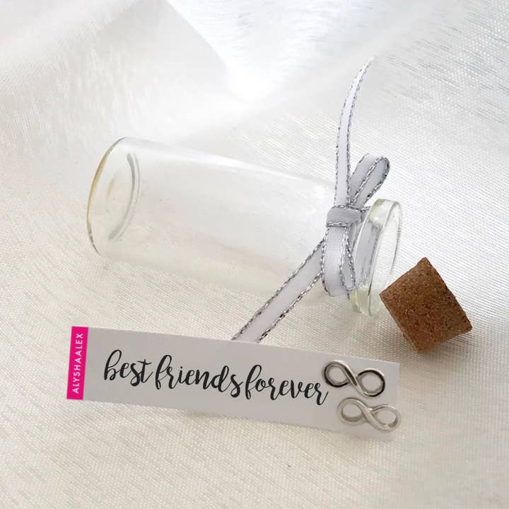 BEST FRIENDS FOREVER - MESSAGE IN A BOTTLE STUDS for wholesale by ALYSHAALEX
